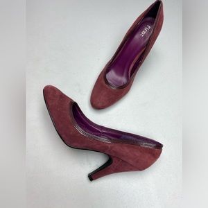 First  MAROON Pointed Toe Suede Pumps, EU 38/ US 7 1/2  Spring Salle